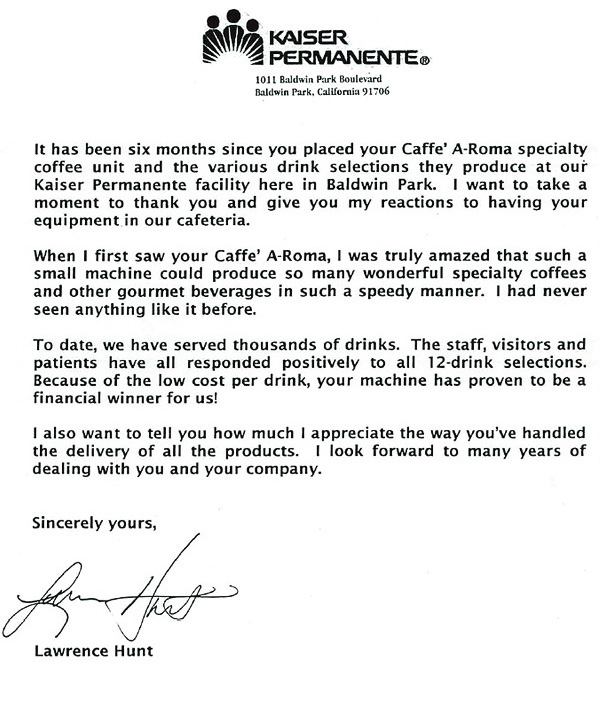 Coffee Services for Healthcare, Hospitals - Kaiser Permanente Hospital